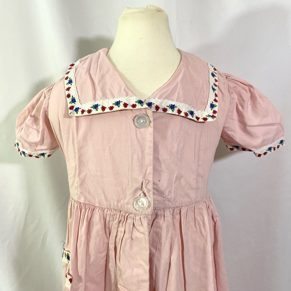Vintage 1950’s Pink Cotton Dressing Gown Small Medium Robe Heely’s Originals - Picture 3 of 9